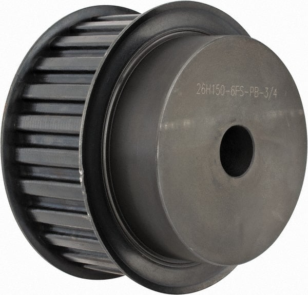 Power Drive - 26 Tooth, 3/4" Inside x 4.084" Outside Diam, Timing Belt Pulley - 1-1/2" Belt Width, 4.138" Pitch Diam, Steel & Cast Iron - Exact Tooling