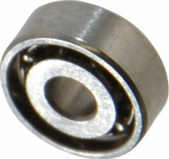 Value Collection - 5/64" Bore Diam, 1/4" OD, Open Miniature Radial Ball Bearing - 3/32" Wide, 1 Row, Round Bore, 23 Lb Static Capacity, 70 Lb Dynamic Capacity - Exact Tooling