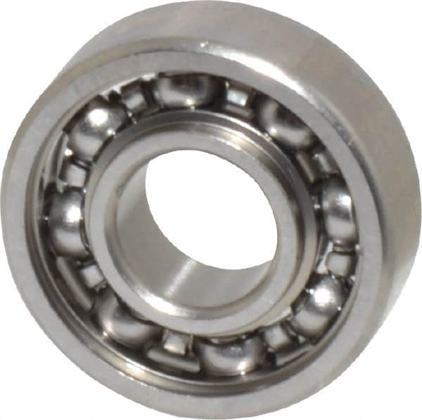 Value Collection - 3/32" Bore Diam, 5/16" OD, Open Miniature Radial Ball Bearing - 7/64" Wide, 1 Row, Round Bore, 40 Lb Static Capacity, 124 Lb Dynamic Capacity - Exact Tooling