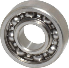 Value Collection - 3/32" Bore Diam, 5/16" OD, Open Miniature Radial Ball Bearing - 7/64" Wide, 1 Row, Round Bore, 40 Lb Static Capacity, 124 Lb Dynamic Capacity - Exact Tooling