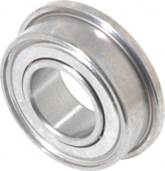 Value Collection - 3/16" Bore Diam, 3/8" OD, Double Shield Miniature Radial Ball Bearing - 1/8" Wide, With Flange, 1 Row, Round Bore, 56 Lb Static Capacity, 160 Lb Dynamic Capacity - Exact Tooling
