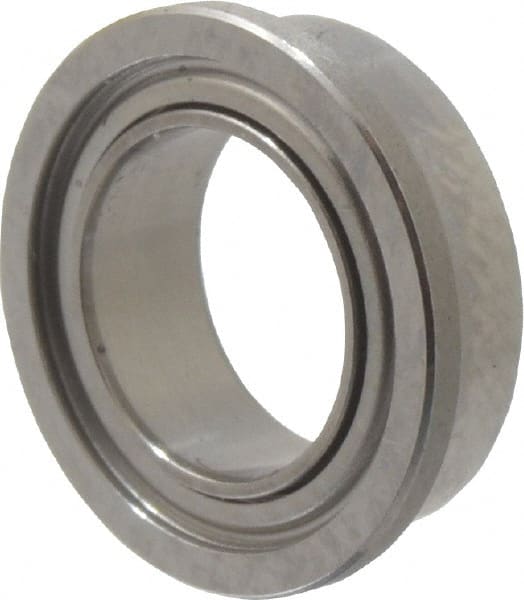 Value Collection - 1/4" Bore Diam, 3/8" OD, Double Shield Miniature Radial Ball Bearing - 1/8" Wide, With Flange, 1 Row, Round Bore, 33 Lb Static Capacity, 84 Lb Dynamic Capacity - Exact Tooling