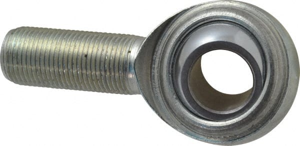 Made in USA - 3/4" ID, 1-3/4" Max OD, 14,290 Lb Max Static Cap, Plain Male Spherical Rod End - 3/4-16 RH, Steel with Steel Raceway - Exact Tooling