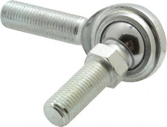 Made in USA - 7/16" ID, 1-1/8" Max OD, 6,402 Lb Max Static Cap, Male Spherical Rod End with Stud - 7/16-20 RH, Steel with Steel Raceway - Exact Tooling