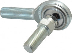 Made in USA - 1/2" ID, 1-5/16" Max OD, 8,386 Lb Max Static Cap, Male Spherical Rod End with Stud - 1/2-20 RH, Steel with Steel Raceway - Exact Tooling