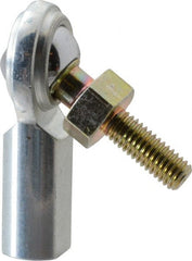Made in USA - 3/16" ID, 5/8" Max OD, 1,210 Lb Max Static Cap, Female Spherical Rod End with Stud - 10-32 RH, Steel with Steel Raceway - Exact Tooling