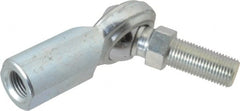 Made in USA - 1/2" ID, 1-5/16" Max OD, 8,386 Lb Max Static Cap, Female Spherical Rod End with Stud - 1/2-20 RH, Steel with Steel Raceway - Exact Tooling