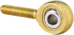Made in USA - 3/16" ID, 5/8" Max OD, 1,174 Lb Max Static Cap, Male Spherical Rod End with Stud - 10-32 RH, Steel with Bronze Raceway - Exact Tooling