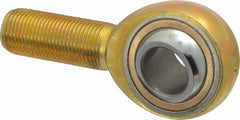 Made in USA - 3/4" ID, 1-3/4" Max OD, 11,550 Lb Max Static Cap, Plain Male Spherical Rod End - 3/4-16 RH, Steel with Bronze Raceway - Exact Tooling