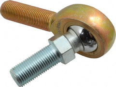 Made in USA - 1/2" ID, 1-5/16" Max OD, 6,700 Lb Max Static Cap, Male Spherical Rod End with Stud - 1/2-20 RH, Steel with Bronze Raceway - Exact Tooling