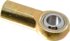 Made in USA - 5/8" ID, 1-1/2" Max OD, 7,400 Lb Max Static Cap, Plain Female Spherical Rod End - 5/8-18 RH, Steel with Bronze Raceway - Exact Tooling