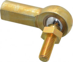 Made in USA - 1/4" ID, 3/4" Max OD, 2,545 Lb Max Static Cap, Female Spherical Rod End with Stud - 1/4-28 RH, Steel with Bronze Raceway - Exact Tooling
