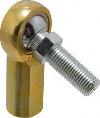 Made in USA - 7/16" ID, 1-1/8" Max OD, 4,300 Lb Max Static Cap, Female Spherical Rod End with Stud - 7/16-20 RH, Steel with Bronze Raceway - Exact Tooling