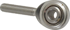 Made in USA - 3/16" ID, 5/8" Max OD, 912 Lb Max Static Cap, Plain Male Spherical Rod End - 10-32 RH, Stainless Steel with Stainless Steel Raceway - Exact Tooling