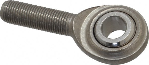 Made in USA - 1/2" ID, 1-5/16" Max OD, 4,700 Lb Max Static Cap, Plain Male Spherical Rod End - 1/2-20 RH, Stainless Steel with Stainless Steel Raceway - Exact Tooling