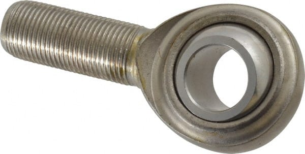 Made in USA - 3/4" ID, 1-3/4" Max OD, 7,512 Lb Max Static Cap, Plain Male Spherical Rod End - 3/4-16 RH, Stainless Steel with Stainless Steel Raceway - Exact Tooling