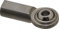 Made in USA - 3/16" ID, 5/8" Max OD, 930 Lb Max Static Cap, Plain Female Spherical Rod End - 10-32 RH, Stainless Steel with Stainless Steel Raceway - Exact Tooling