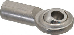 Made in USA - 5/16" ID, 7/8" Max OD, 2,100 Lb Max Static Cap, Plain Female Spherical Rod End - 5/16-24 RH, Stainless Steel with Stainless Steel Raceway - Exact Tooling