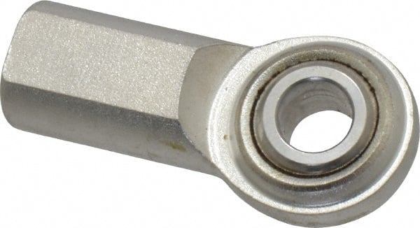 Made in USA - 3/8" ID, 1" Max OD, 3,080 Lb Max Static Cap, Plain Female Spherical Rod End - 3/8-24 RH, Stainless Steel with Stainless Steel Raceway - Exact Tooling