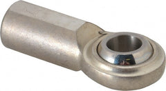 Made in USA - 3/4" ID, 1-3/4" Max OD, 7,520 Lb Max Static Cap, Plain Female Spherical Rod End - 3/4-16 RH, Stainless Steel with Stainless Steel Raceway - Exact Tooling