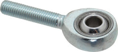 Made in USA - 1/4" ID, 3/4" Max OD, 5,262 Lb Max Static Cap, Plain Male Spherical Rod End - 1/4-28 RH, Alloy Steel with Steel Raceway - Exact Tooling