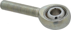 Made in USA - 5/16" ID, 7/8" Max OD, 7,639 Lb Max Static Cap, Plain Male Spherical Rod End - 5/16-24 RH, Alloy Steel with Steel Raceway - Exact Tooling