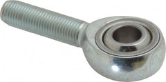Made in USA - 3/8" ID, 1" Max OD, 9,550 Lb Max Static Cap, Plain Male Spherical Rod End - 3/8-24 RH, Alloy Steel with Steel Raceway - Exact Tooling