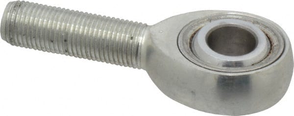 Made in USA - 1/2" ID, 1-5/16" Max OD, 16,242 Lb Max Static Cap, Plain Male Spherical Rod End - 1/2-20 RH, Alloy Steel with Steel Raceway - Exact Tooling