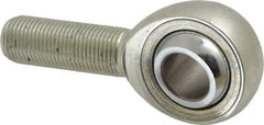 Made in USA - 5/8" ID, 1-1/2" Max OD, 17,959 Lb Max Static Cap, Plain Male Spherical Rod End - 5/8-18 RH, Alloy Steel with Steel Raceway - Exact Tooling
