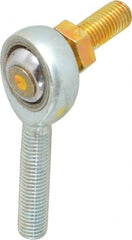 Made in USA - 5/16" ID, 7/8" Max OD, 7,639 Lb Max Static Cap, Male Spherical Rod End with Stud - 5/16-24 RH, Alloy Steel with Steel Raceway - Exact Tooling