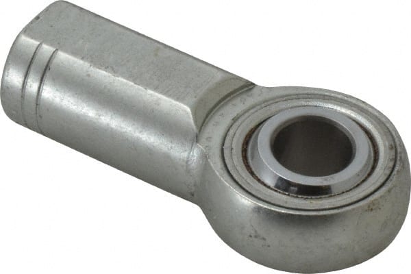 Made in USA - 1/2" ID, 1-5/16" Max OD, 15,340 Lb Max Static Cap, Plain Female Spherical Rod End - 1/2-20 RH, Alloy Steel with Steel Raceway - Exact Tooling
