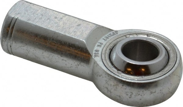 Made in USA - 5/8" ID, 1-1/2" Max OD, 17,959 Lb Max Static Cap, Plain Female Spherical Rod End - 5/8-18 RH, Alloy Steel with Steel Raceway - Exact Tooling