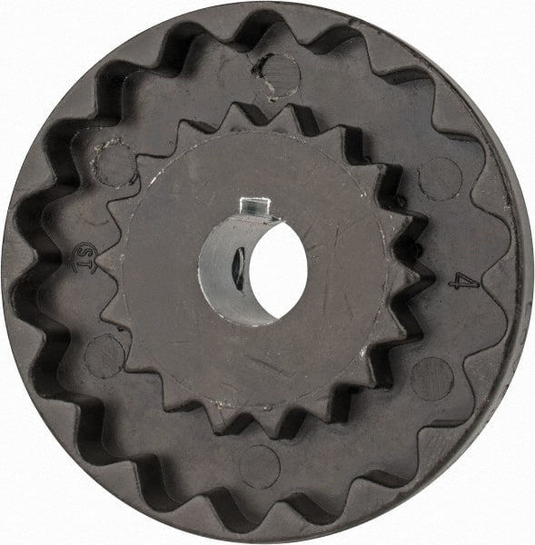 Lovejoy - 1/2" Max Bore Diam, 1/8" x 1/16" Keyway Width x Depth, Flexible Coupling Hub - 2.046" OD, 2.38" OAL, Cast Iron - Exact Tooling