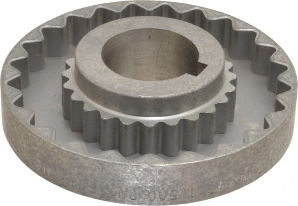 Lovejoy - 1-1/2" Max Bore Diam, 3/8" x 3/16" Keyway Width x Depth, Flexible Coupling Hub - 4-5/8" OD, 3.94" OAL, Cast Iron - Exact Tooling