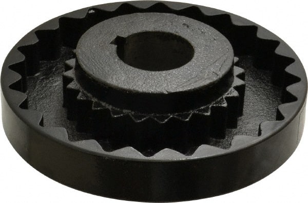 Lovejoy - 1-3/8" Max Bore Diam, 5/16" x 5/32" Keyway Width x Depth, Flexible Coupling Hub - 5.45" OD, 4.44" OAL, Cast Iron - Exact Tooling