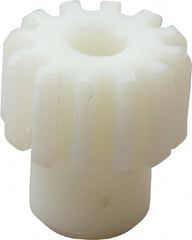 Poly Hi Solidur - 16 Pitch, 3/4" Pitch Diam, 12 Tooth Spur Gear - 1/2" Face Width, 1/4" Bore Diam, 9/16" Hub Diam, Nylon - Exact Tooling