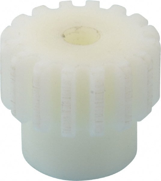 Poly Hi Solidur - 16 Pitch, 1" Pitch Diam, 16 Tooth Spur Gear - 1/2" Face Width, 1/2" Bore Diam, 13/16" Hub Diam, Nylon - Exact Tooling
