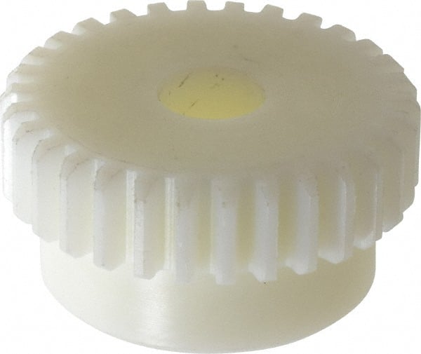 Poly Hi Solidur - 16 Pitch, 1-7/8" Pitch Diam, 30 Tooth Spur Gear - 1/2" Face Width, 1/2" Bore Diam, 1-5/8" Hub Diam, Nylon - Exact Tooling
