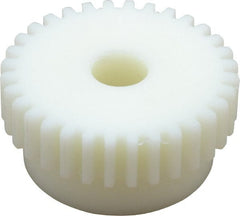 Poly Hi Solidur - 16 Pitch, 2" Pitch Diam, 32 Tooth Spur Gear - 1/2" Face Width, 1/2" Bore Diam, 1-3/4" Hub Diam, Nylon - Exact Tooling