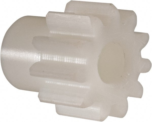Poly Hi Solidur - 20 Pitch, 0.6" Pitch Diam, 11 Tooth Spur Gear - 3/8" Face Width, 1/4" Bore Diam, 15/32" Hub Diam, Nylon - Exact Tooling