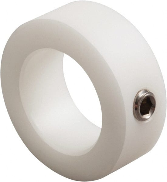Climax Metal Products - 1/2" Bore, Nylon, Set Screw Shaft Collar - 1" Outside Diam, 7/16" Wide - Exact Tooling