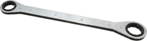 Lang - 1-1/16" x 1-1/4" 12 Point Ratcheting Box Wrench - Double End, 15" OAL, Steel, Nickel Chrome Finish - Exact Tooling