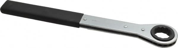 Lang - 24mm 12 Point Ratcheting Box Wrench - Single End, 12" OAL, Steel, Nickel Chrome Finish - Exact Tooling