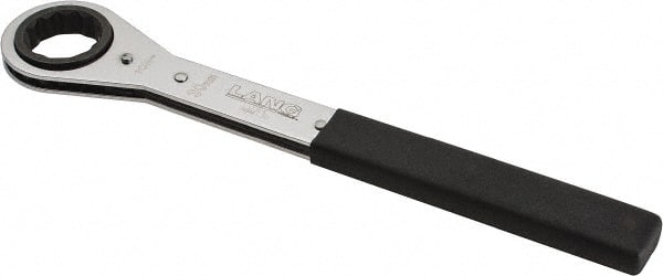 Lang - 30mm 12 Point Ratcheting Box Wrench - Single End, 12" OAL, Steel, Nickel Chrome Finish - Exact Tooling