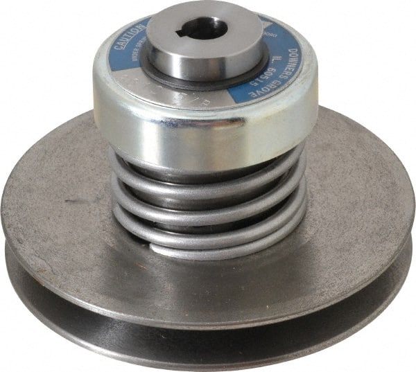 Lovejoy - 2.69" Min Pitch, 4.13" Long, 5.65" Max Diam, Spring Loaded Variable Speed Pulley - 6" Outside Diam, 5/8" Inside Diam, 1 Hp at 1750 RPM, 3/4 Hp at 1150 RPM - Exact Tooling