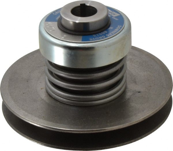 Lovejoy - 2.69" Min Pitch, 4.13" Long, 5.65" Max Diam, Spring Loaded Variable Speed Pulley - 6" Outside Diam, 7/8" Inside Diam, 1 Hp at 1750 RPM, 3/4 Hp at 1150 RPM - Exact Tooling