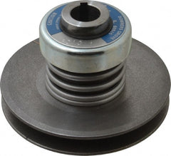 Lovejoy - 2.69" Min Pitch, 4.13" Long, 5.65" Max Diam, Spring Loaded Variable Speed Pulley - 6" Outside Diam, 1" Inside Diam, 1 Hp at 1750 RPM, 3/4 Hp at 1150 RPM - Exact Tooling