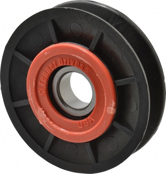 Fenner Drives - 17 Inside x 3" Outside Diam, 1/2" Wide Pulley Slot, Glass Reinforced Nylon Idler Pulley - 4L/A Belt Section, For Use with V-Belts - Exact Tooling