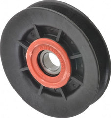Fenner Drives - 17 Inside x 4" Outside Diam, 0.64" Wide Pulley Slot, Glass Reinforced Nylon Idler Pulley - 5L/B Belt Section, For Use with V-Belts - Exact Tooling