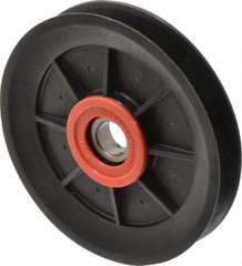 Fenner Drives - 17 Inside x 5.04" Outside Diam, 0.65" Wide Pulley Slot, Glass Reinforced Nylon Idler Pulley - 5L/B Belt Section, For Use with V-Belts - Exact Tooling